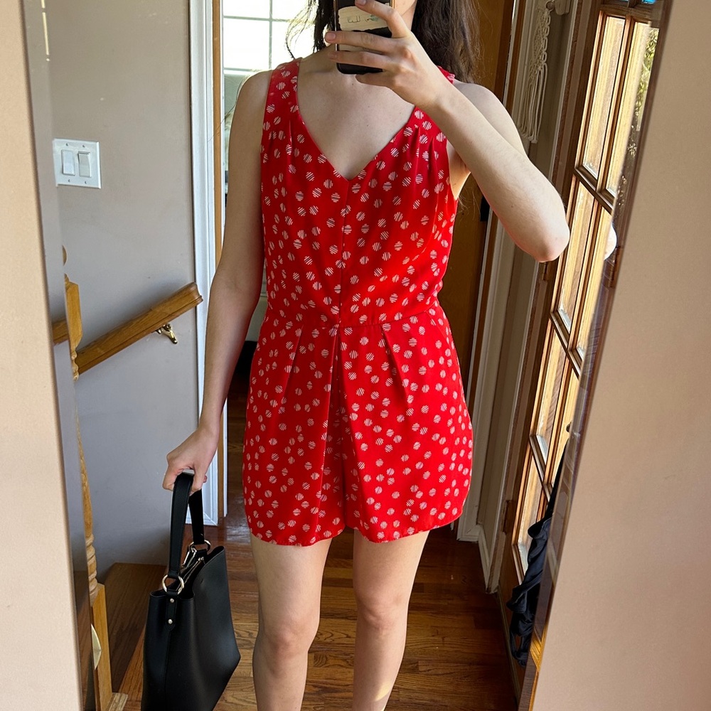 BCBGeneration Red Polka Dot Romper